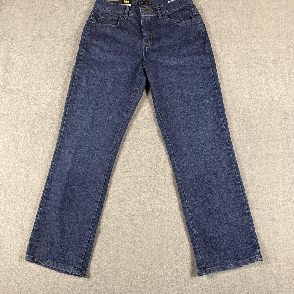 Lee Jeans Womens 8 Short Blue Premium Rinse Relaxed Fit Straight Denim Pants